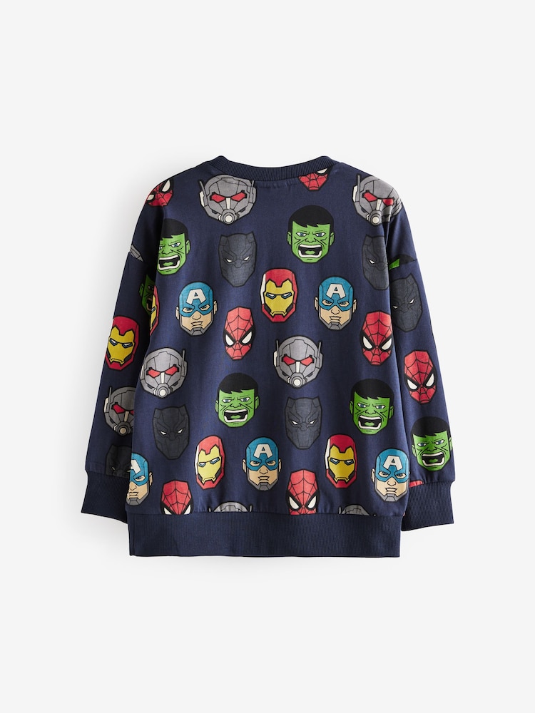 Navy Blue 100% Cotton License Marvel Flip Sequin Long Sleeve T-Shirt (3-16yrs) - Image 2 of 4
