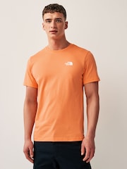 The North Face Peach Pink Mens Simple Dome Short Sleeve 100% Cotton T-Shirt - Image 1 of 4
