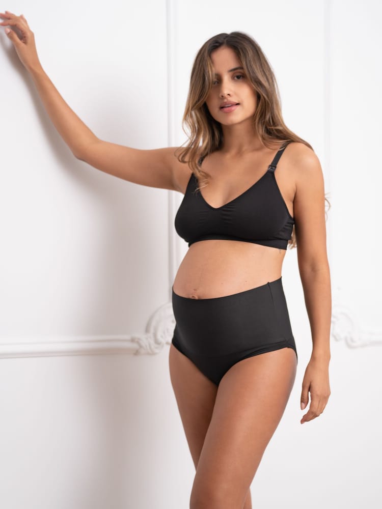 Seraphine Folded Waist Black Maternity and Post Maternity Briefs 2 Pack - Image 2 of 8