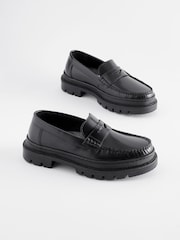 Schwarz - Slipper aus Leder für die Schule - Bild 1 von 5