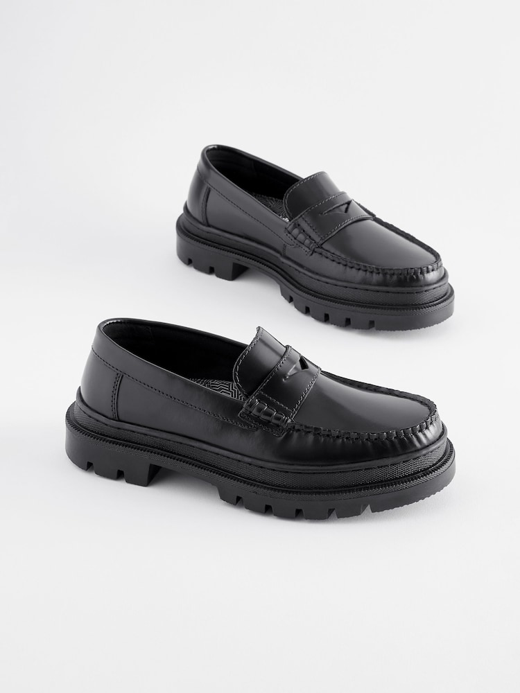 Schwarz - Slipper aus Leder für die Schule - Bild 1 von 5 Schwarz - Slipper aus Leder für die Schule - Bild 1 von 5