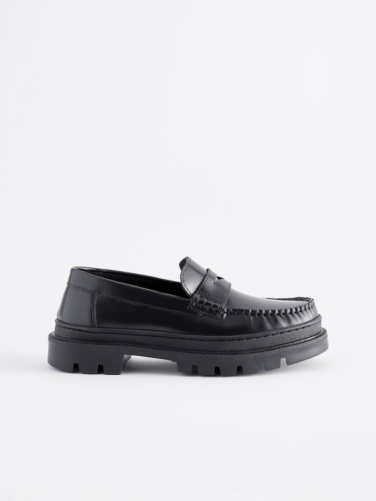 Schwarz - Slipper aus Leder für die Schule - Bild 2 von 5 Schwarz - Slipper aus Leder für die Schule - Bild 2 von 5