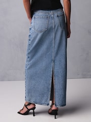 Dark Blue Studded Maxi Denim 100% Cotton Skirt - Image 2 of 7