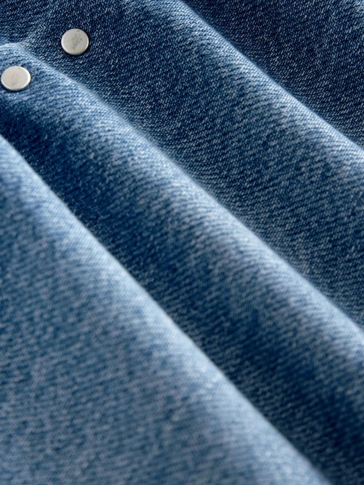 Dark Blue Studded Maxi Denim 100% Cotton Skirt - Image 7 of 7