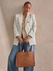 Tan Brown Formal Open Tote Bag - Image 2 of 11