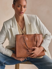 Tan Brown Formal Open Tote Bag - Image 3 of 11
