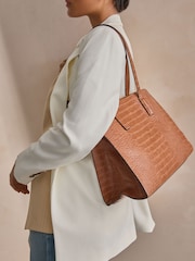 Tan Brown Formal Open Tote Bag - Image 5 of 11