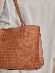 Tan Brown Formal Open Tote Bag - Image 6 of 11