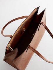Tan Brown Formal Open Tote Bag - Image 9 of 11