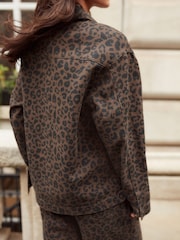 Leopard Print 100% Cotton Worker Pocket Denim Jacket - Image 4 of 11