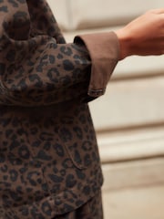 Leopard Print 100% Cotton Worker Pocket Denim Jacket - Image 6 of 11