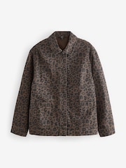 Leopard Print 100% Cotton Worker Pocket Denim Jacket - Image 8 of 11