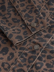 Leopard Print 100% Cotton Worker Pocket Denim Jacket - Image 9 of 11
