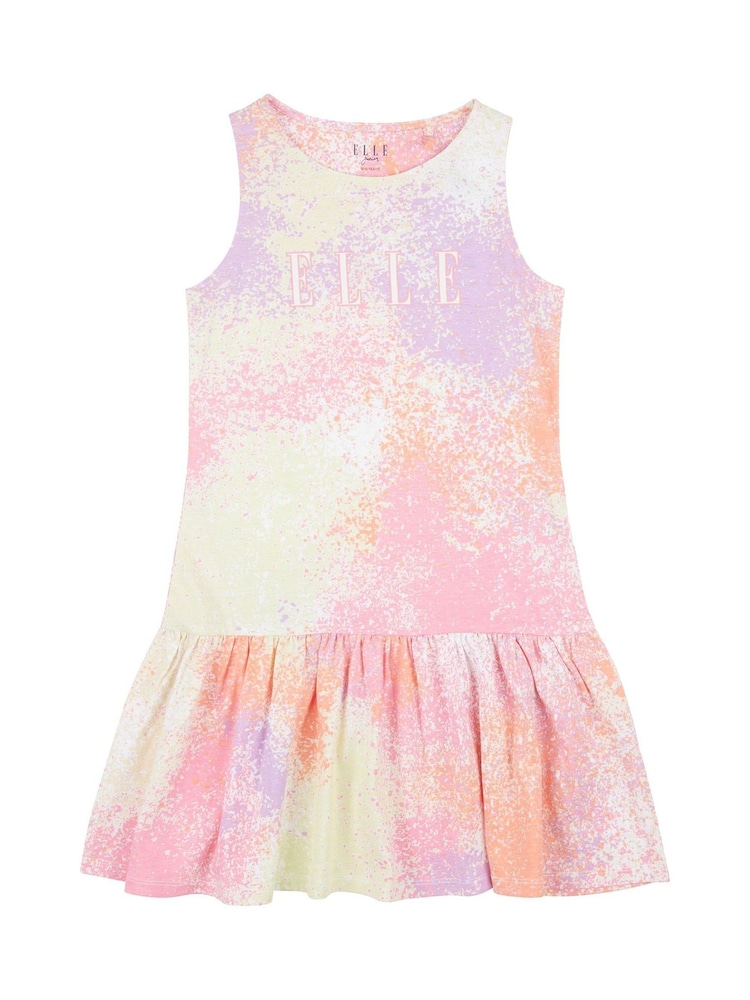 Elle Junior Girls Pink 100% Cotton Sleeveless Ruffled Hem Dress - Image 1 of 3