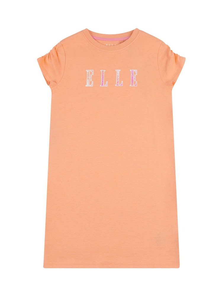 Elle Junior Girls Orange 100% Cotton Jersey Dress - Imagen 1 de 3