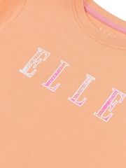 Elle Junior Girls Orange 100% Cotton Jersey Dress - Imagen 3 de 3