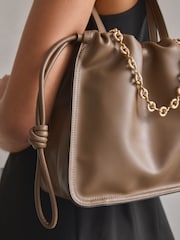 Taupe Chain Detailed Bag - Image 3 of 9