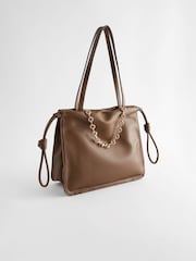 Taupe Chain Detailed Bag - Image 5 of 9