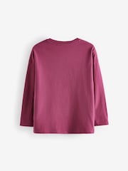 Plum Purple 100% Cotton Sequin Heart Long Sleeve T-Shirt (3-16yrs) - Image 5 of 7