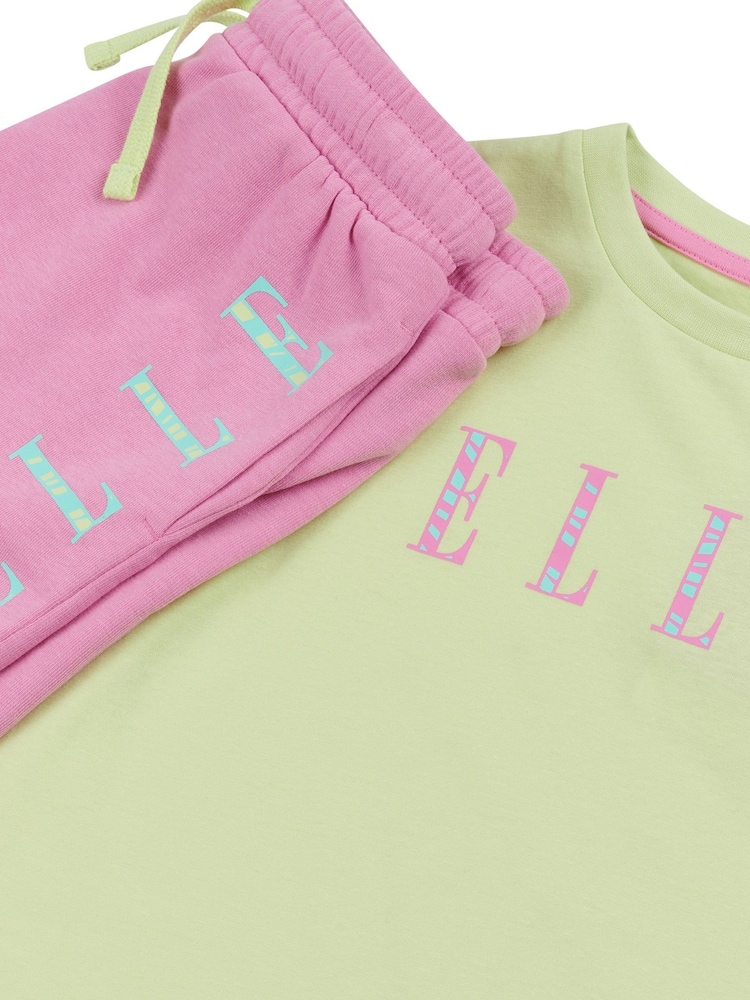Elle Junior Girls Green T-Shirt & Shorts Set - Image 3 of 3 Elle Junior Girls Green T-Shirt & Shorts Set - Image 3 of 3