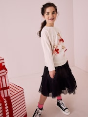 Ecru Sequin Christmas Long Sleeve 100% Cotton T-Shirt (3-16yrs) - Image 2 of 7