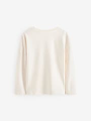 Ecru Sequin Christmas Long Sleeve 100% Cotton T-Shirt (3-16yrs) - Image 5 of 7