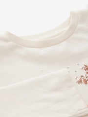Ecru Sequin Christmas Long Sleeve 100% Cotton T-Shirt (3-16yrs) - Image 6 of 7