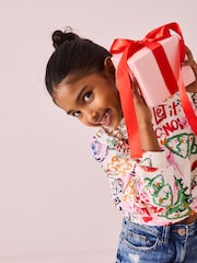 Multi Christmas Graffiti Print Long Sleeve 100% Cotton Sweatshirt (3-16yrs) - Image 2 of 8