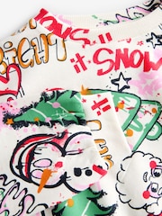 Multi Christmas Graffiti Print Long Sleeve 100% Cotton Sweatshirt (3-16yrs) - Image 7 of 8