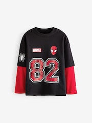 Black/Red Licensed Marvel Spiderman Skate Sleeve 100% Cotton T-Shirt (3-14yrs) - Image 1 of 4