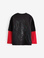 Black/Red Licensed Marvel Spiderman Skate Sleeve 100% Cotton T-Shirt (3-14yrs) - Image 2 of 4