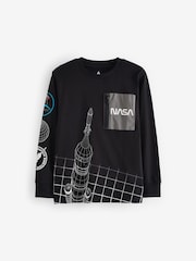 Black Licensed NASA Long Sleeve T-Shirt (3-16yrs) - Image 1 of 3