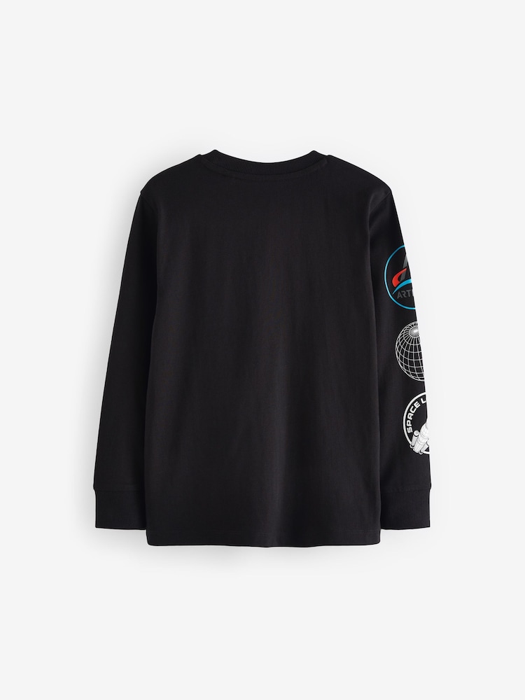 Black Licensed NASA Long Sleeve T-Shirt (3-16yrs) - Image 2 of 3