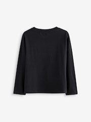 Black Sequin Christmas Long Sleeve 100% Cotton T-Shirt (3-16yrs) - Image 6 of 9