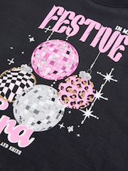Black Sequin Christmas Long Sleeve 100% Cotton T-Shirt (3-16yrs) - Image 7 of 9