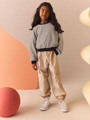 Black/White Stripe Print 100% Cotton Boxy Long Sleeve Sweatshirt (3-16yrs) - Image 2 of 8
