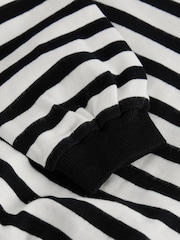 Black/White Stripe Print 100% Cotton Boxy Long Sleeve Sweatshirt (3-16yrs) - Image 7 of 8