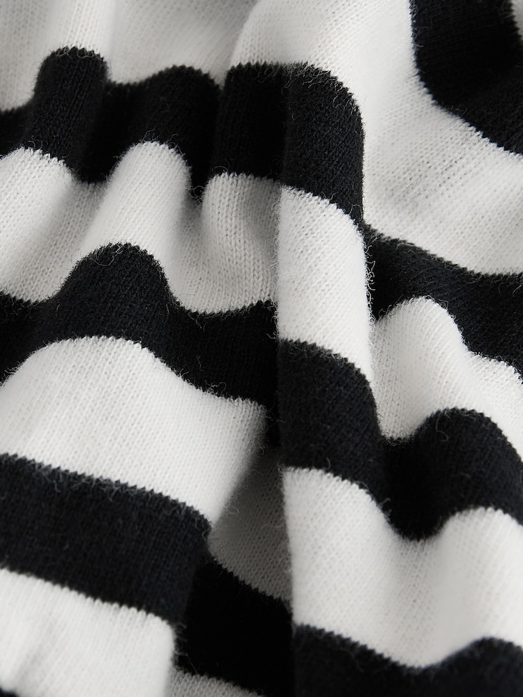 Black/White Stripe Print 100% Cotton Boxy Long Sleeve Sweatshirt (3-16yrs) - Image 8 of 8