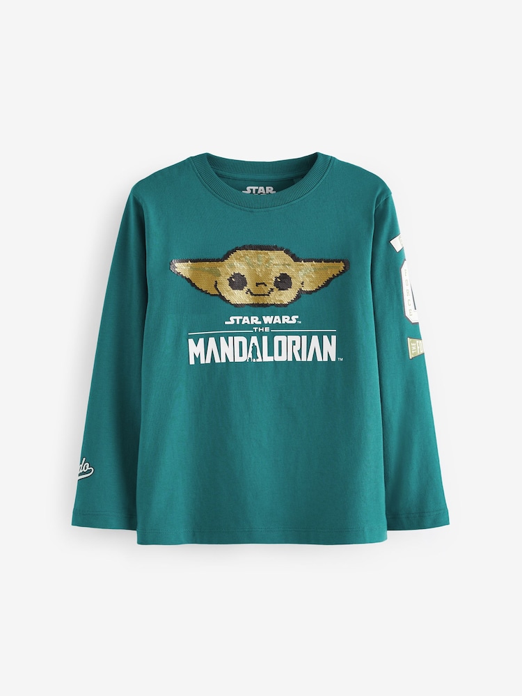 Teal Blue Flippy Sequin License Star Wars 100% Cotton T-Shirt (3-16yrs) - Image 1 of 5