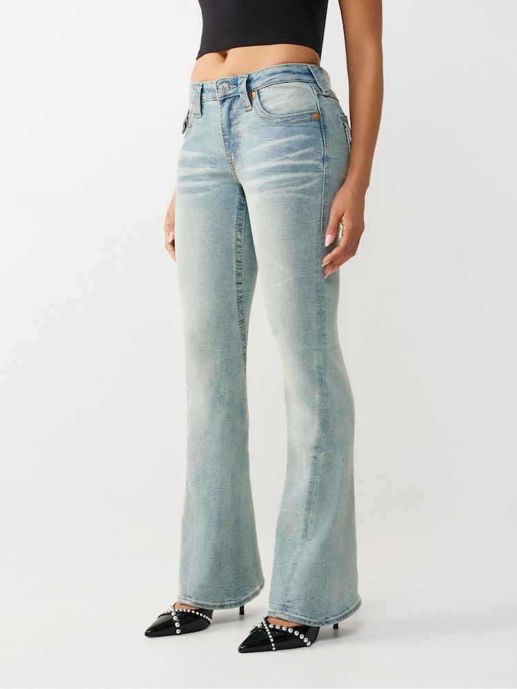 True Religion Blue Joey  Flare Flap Big T Jeans - Image 1 of 5