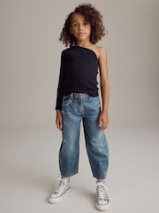 Black Long Sleeve One Shoulder Top (3-16yrs) - Image 1 of 6