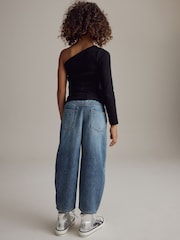 Black Long Sleeve One Shoulder Top (3-16yrs) - Image 2 of 6