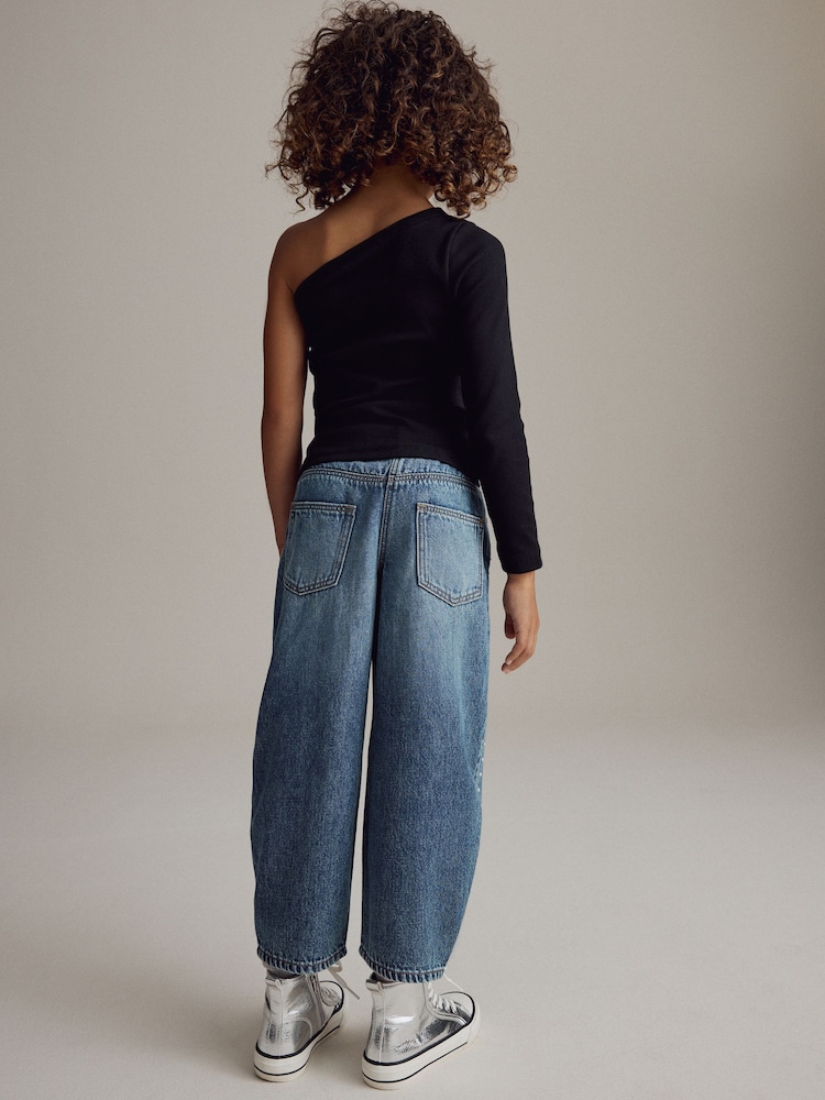Black Long Sleeve One Shoulder Top (3-16yrs) - Image 2 of 6