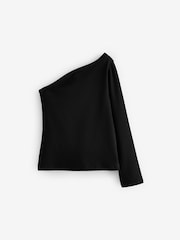 Black Long Sleeve One Shoulder Top (3-16yrs) - Image 3 of 6