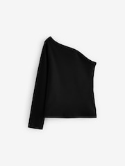 Black Long Sleeve One Shoulder Top (3-16yrs) - Image 4 of 6