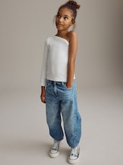 White Long Sleeve One Shoulder Top (3-16yrs) - Image 2 of 9