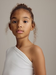 White Long Sleeve One Shoulder Top (3-16yrs) - Image 4 of 9
