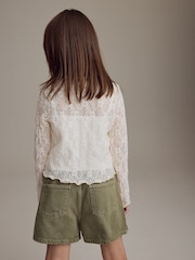 Cream 100% Cotton Lace Top with Vest (3-16yrs) - Image 3 of 9