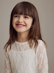 Cream 100% Cotton Lace Top with Vest (3-16yrs) - Image 4 of 9