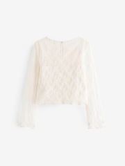 Cream 100% Cotton Lace Top with Vest (3-16yrs) - Image 7 of 9